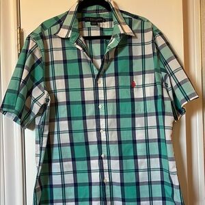 U.S. Polo Assn. Green and Blue Checkered Men's Shirt